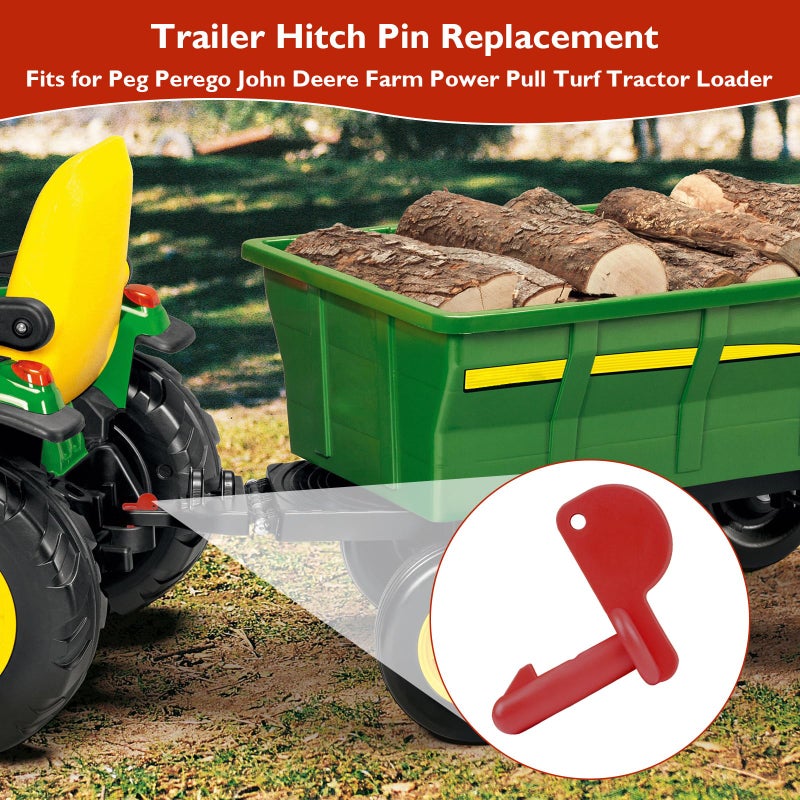 superbobi Trailer Hitch Pin Fits Peg Perego John Deere Farm Power Pull Turf Tractor Loader, Red Coupling Hitch Pin Replacement - Image 3